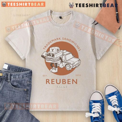 Premium Trademark Reuben Sandwich T-Shirt, Est. 2014, featuring a stylish washed design for casual wear.