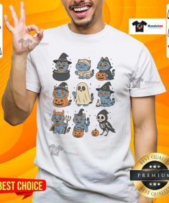 Premium Trick Or Treat Halloween Derpy Tiger Comfort Colors T-Shirt featuring a playful tiger design for festive fun.