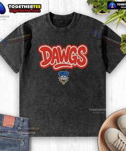 Alt Text: Premium TRW Dawgs Supporter Team Logo on a washed t-shirt, perfect for fans showcasing team pride and style.