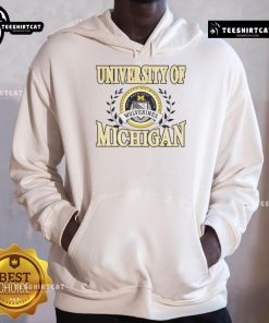 Premium University of Michigan Wolverines laurels logo hoodie in navy blue, perfect for fans and casual wear.