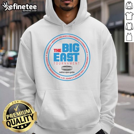 Alt Text: Premium Vintage College Basketball Tournament Big East Hoodie featuring classic design and team colors.