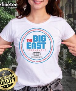 Premium Vintage College Basketball Tournament The Big East Ladies Tee featuring classic design and vibrant colors.
