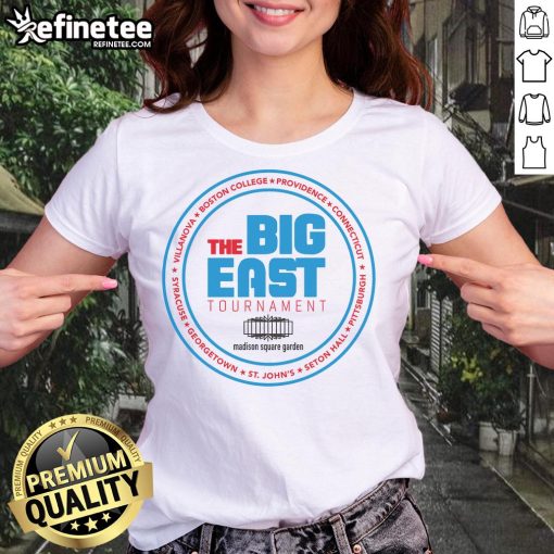 Premium Vintage College Basketball Tournament The Big East Ladies Tee featuring classic design and vibrant colors.
