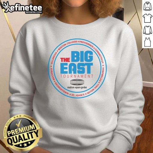 Alt Text: Premium vintage college basketball tournament sweatshirt featuring The Big East logo and classic design.