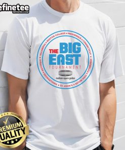 Alt Text: Premium Vintage College Basketball Tournament The Big East T-Shirt featuring classic design and vibrant team colors.