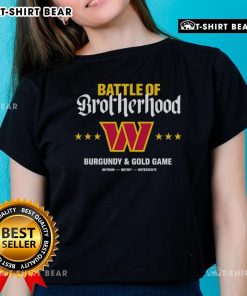 Premium Washington Commanders Battle of Brotherhood Burgundy and Gold Game Ladies Tee showcasing team pride and style.