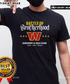 Premium Washington Commanders Battle Of Brotherhood Burgundy And Gold Game T-Shirt featuring vibrant team colors and logo.