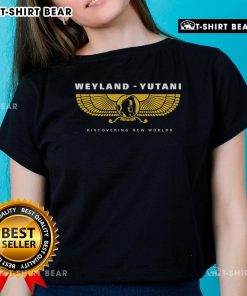 Alt Text: Premium Weyland-Yutani logo on a ladies tee, showcasing the sci-fi alien corporation's iconic design for fans.