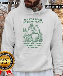 Alt Text: Cozy Premium hoodie featuring What's Your 10 Beer Plan? design, perfect for casual outings or beer-themed events.