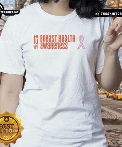 Alt Text: Premium WNBA Breast Health Awareness 20th Ladies Tee showcasing vibrant design for women's health support and style.
