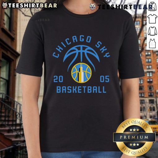 Premium WNBA Chicago Sky Basketball 2005 Ladies Tee featuring team logo and vibrant design for female fans.