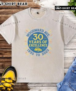 Alt Text: Premium Woodward Ave 30 Years of Excellence 2025 washed t-shirt featuring vintage design and quality fabric.