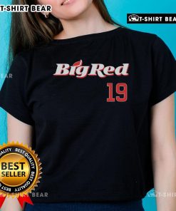 Premium Wrigley's Big Red 19 Ladies Tee in vibrant red, featuring a stylish design perfect for casual wear.