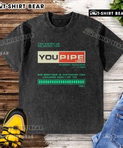 Premium YouPipe Big Brother Is Watching washed t-shirt featuring a stylish graphic design and soft fabric for comfort.