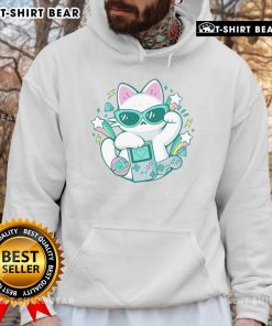Alt Text: Cute 90s cat hoodie featuring vibrant colors and playful cat graphics, perfect for retro fashion lovers.