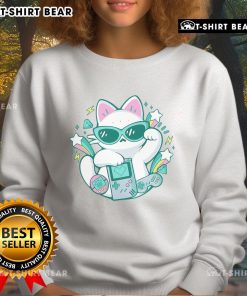 Trendy 90s cute cat sweatshirt featuring a playful feline design, perfect for retro fashion lovers and cat enthusiasts.