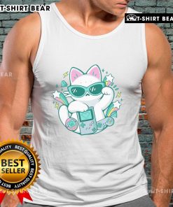 Pretty 90s cute cat tank top featuring a playful feline graphic and vibrant colors, perfect for retro fashion lovers.