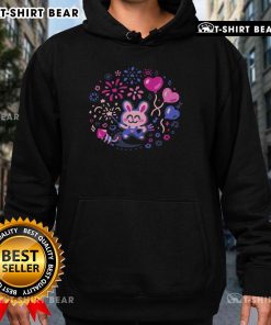 Cute hoodie featuring a pretty bunny design with fireworks, perfect for animal lovers and festive occasions.