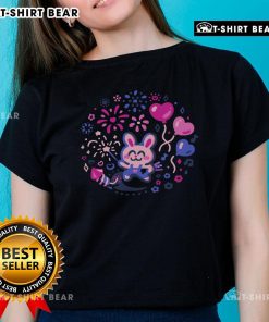 Pretty bunny firework expert design on a cute ladies tee, perfect for celebrating holidays and festive occasions.
