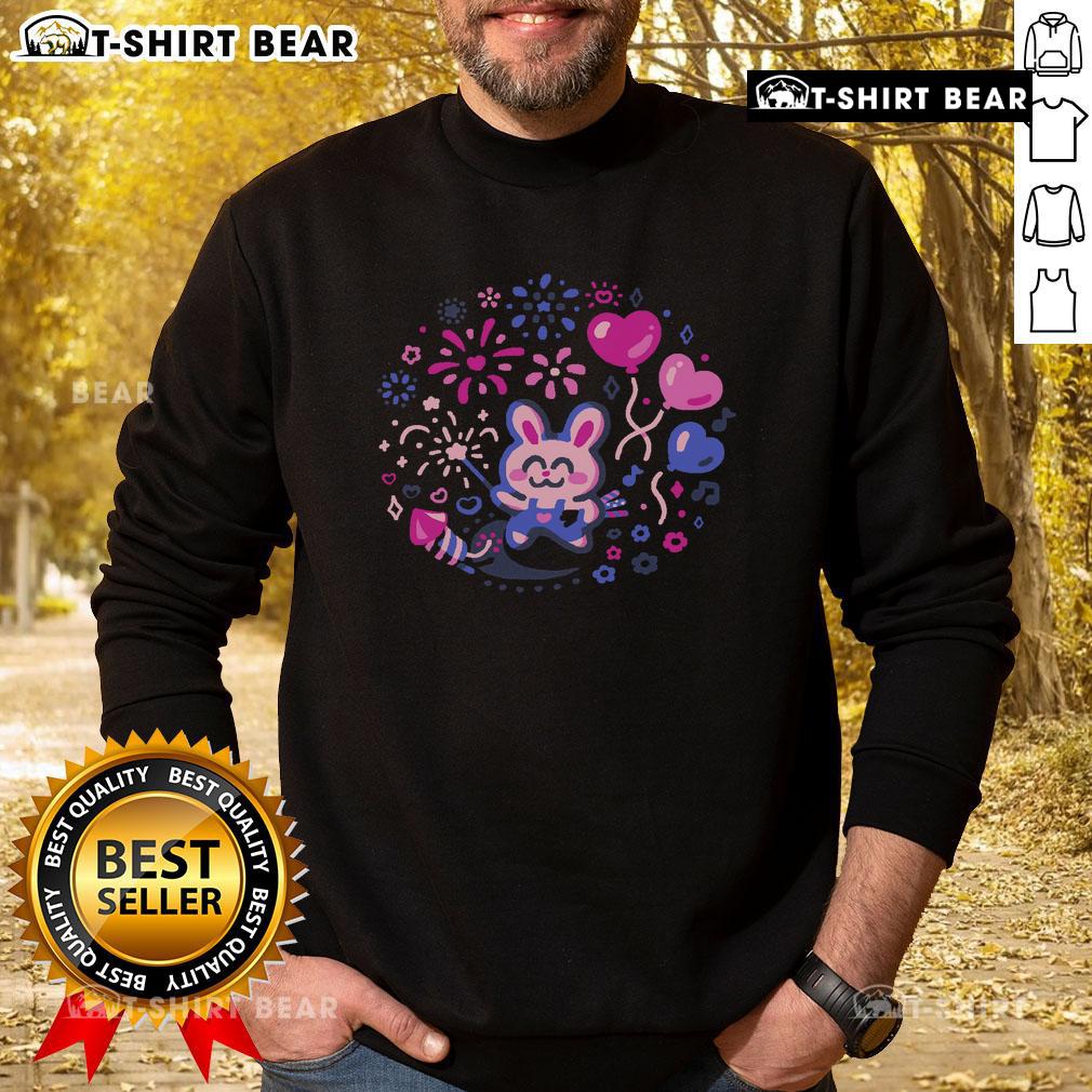 Pretty Bunny Firework Expert Cute Sweatshirt Alt Text: Cute sweatshirt featuring a pretty bunny and fireworks, perfect for animal lovers and festive occasions.