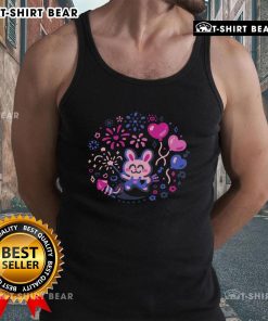 Cute tank top featuring a pretty bunny with a firework theme, perfect for festive celebrations and stylish summer wear.