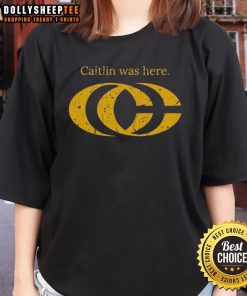 Caitlin Clark Was Here CC logo on a stylish ladies tee, perfect for fans and sports enthusiasts.