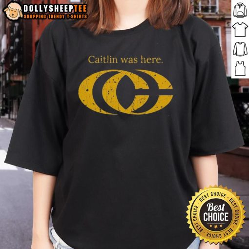 Caitlin Clark Was Here CC logo on a stylish ladies tee, perfect for fans and sports enthusiasts.