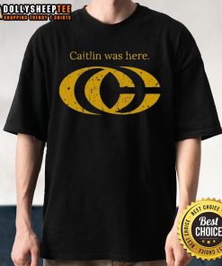 Pretty Caitlin Clark Was Here CC logo t-shirt featuring a bold design, perfect for fans of Caitlin Clark.