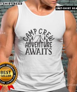 Pretty Camp Crew Adventure Awaits Tank Top featuring a vibrant design perfect for outdoor enthusiasts and summer adventures.