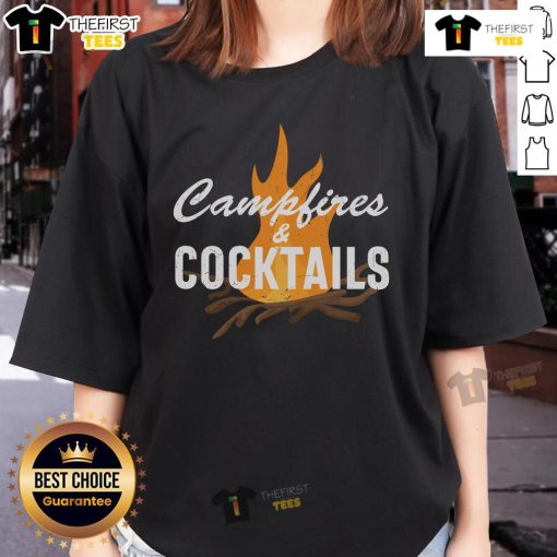 Pretty campfires cocktails ladies tee featuring a stylish design for outdoor gatherings and summer nights.
