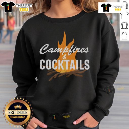Cozy sweatshirt featuring Pretty Campfires & Cocktails design, perfect for chilly nights by the fire.