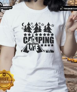 Pretty Camping Life Premium Ladies Tee featuring a stylish design perfect for outdoor enthusiasts and camping lovers.