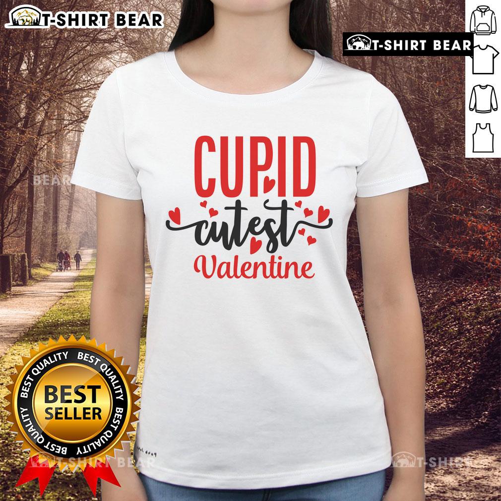 Pretty Cupid Cutest Valentine Ladies Tee Pretty Cupid Cute Valentine Ladies Tee featuring a charming heart design, perfect for Valentine's Day celebrations.