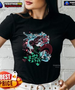 Pretty Demon Slayer siblings graphic tee for ladies featuring vibrant designs and stylish fit for anime fans.