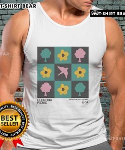 Pretty Electric Picnic Checkerboard Music and Arts Festival tank top showcasing vibrant colors and unique design.