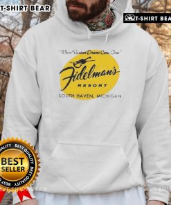 Vintage hoodie featuring Pretty Fidelman's Resort South Haven, the perfect attire for vacation dreams come true.