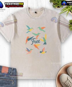 Pretty Free to Soar Bird design on a washed t-shirt, perfect for casual wear and nature lovers.