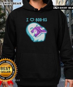 Alt Text: Cute hoodie featuring 'I Heart Boo-ks' with a pretty ghost graphic, perfect for book lovers and Halloween enthusiasts.