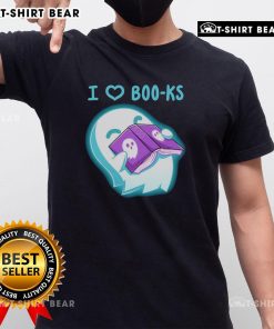 Cute 'I Heart Boo-Ks' T-shirt featuring a pretty ghost design, perfect for Halloween and book lovers.