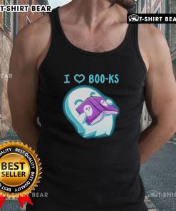 Pretty Ghost Book I Heart Boo-ks cute tank top featuring a whimsical ghost design, perfect for book lovers and Halloween.