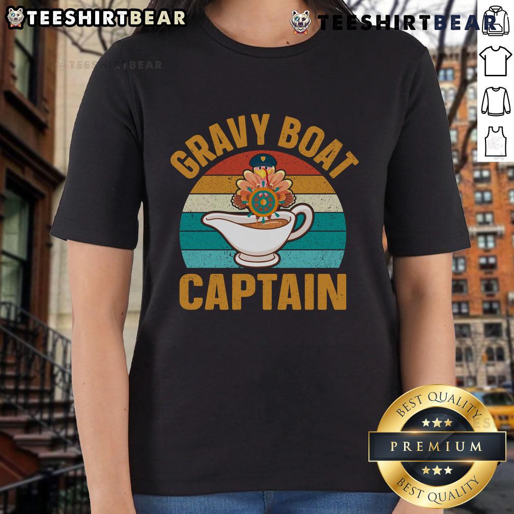 Pretty Gravy Boat Captain Thanksgiving Vintage Sunset Ladies Tee Vintage sunset tee featuring a pretty gravy boat and captain design for Thanksgiving celebrations.
