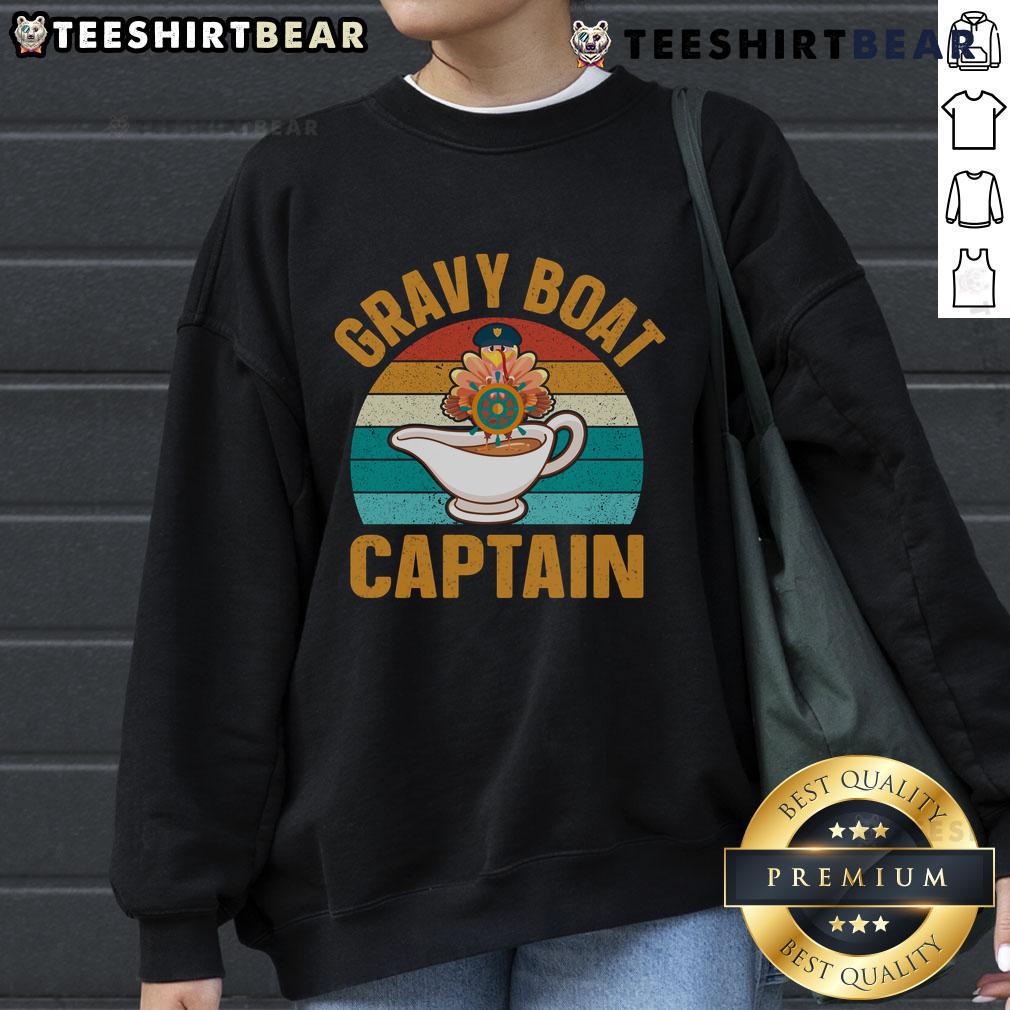 Pretty Gravy Boat Captain Thanksgiving Vintage Sunset Sweatshirt Vintage sunset sweatshirt featuring a pretty gravy boat and captain design, perfect for Thanksgiving celebrations.