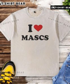 Alt Text: Pretty I Love Mascs Heart Washed T-Shirt in soft fabric, featuring a stylish heart graphic for casual wear.