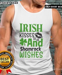Pretty Irish Kisses and Shamrock Wishes tank top featuring a festive design for St. Patrick's Day celebrations.