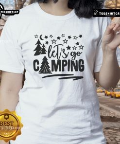 Pretty Let's Go Camping Ladies Tee featuring a stylish design perfect for outdoor enthusiasts and camping lovers.