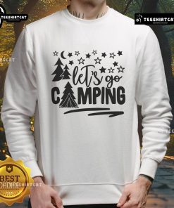 Cozy Pretty Let's Go Camping Sweatshirt in a scenic outdoor setting, perfect for adventure lovers and camping enthusiasts.
