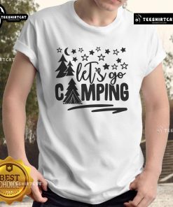Pretty Let's Go Camping T-Shirt design featuring a vibrant camping theme and playful typography for outdoor enthusiasts.