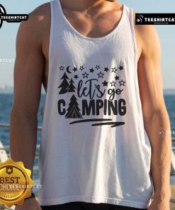 Pretty Let's Go Camping Tank Top featuring a vibrant design perfect for outdoor enthusiasts and summer adventures.