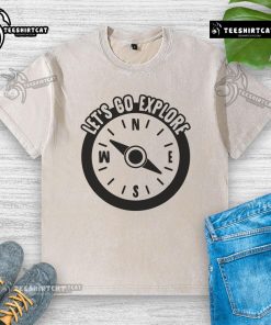 Pretty Let's Go Explore washed t-shirt in soft fabric, perfect for casual outings and adventures.