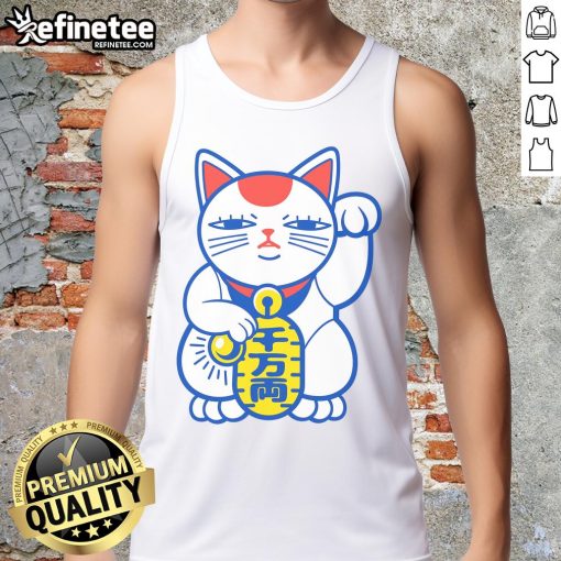 Alt Text: Pretty Lucky Neko tank top featuring a cute cat design, perfect for casual wear and anime enthusiasts.